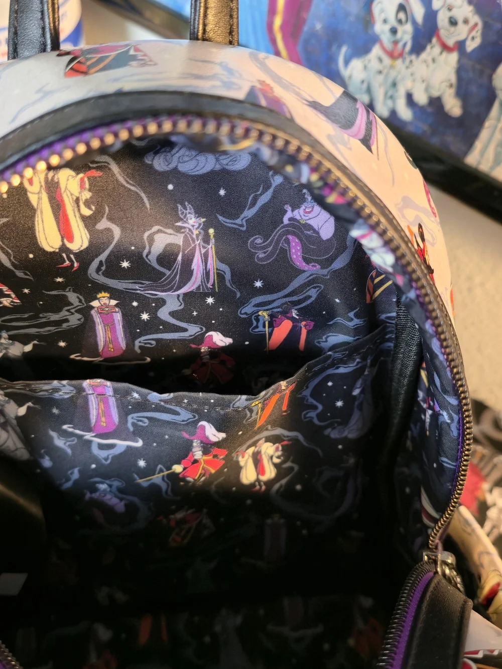Loungefly Disney Villains Mini Backpack in White, Purple, Red, Black